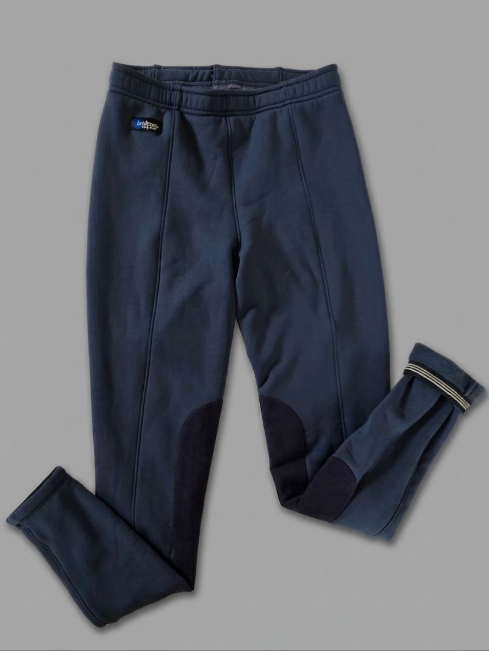 Irideon Womens Knee Patch Riding Breeches L Navy Blue Equestrian Pants Stretch